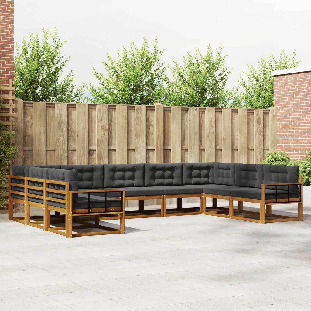Outdoor-Sofagarnitur mit Kissen (9 pcs)- CLORIS - Natur und Anthrazit - Gartensofas C373