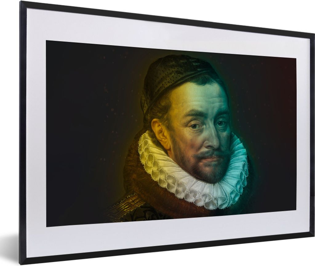 MuchoWow Gerahmtes Poster Wilhelm von Oranien - Adriaen Thomasz - Farben 60x40 cm - Poster mit Schwarzem Bilderrahmen Wandposter Rahmen Foto Bild...