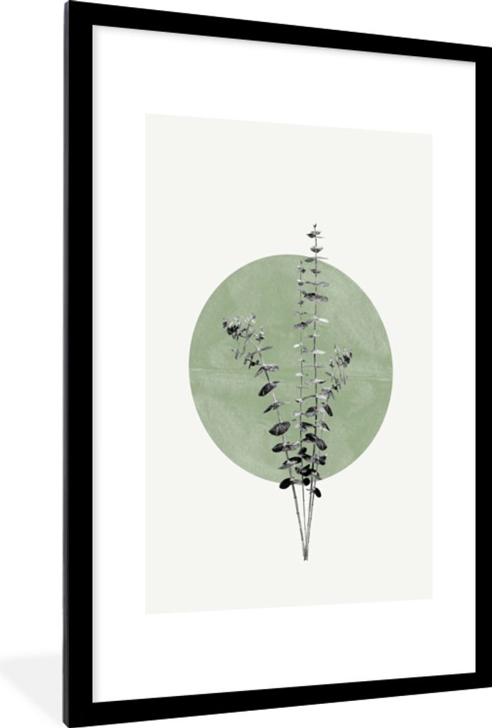 MuchoWow Gerahmtes Poster Grün - Pflanzen - Natur - Abstrakt 60x90 cm - Poster mit Schwarzem Bilderrahmen Wandposter Rahmen Foto Bilder - Dekora...