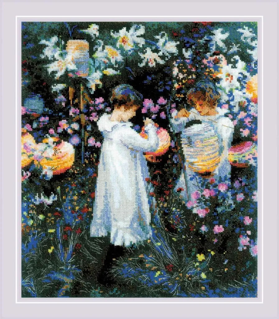 Cadeau Créatif Broderie Riolis Fleurs de Sargent Décoration Murale