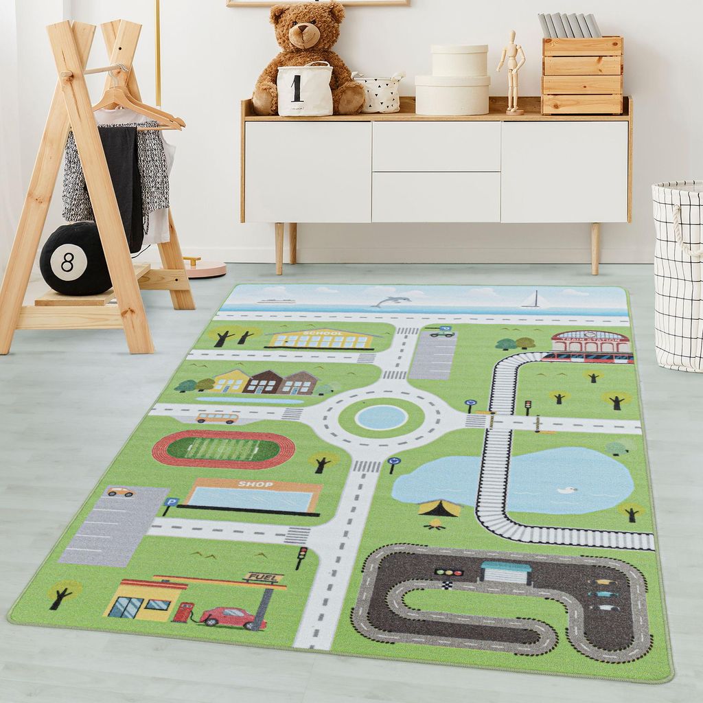 Carpetsale24 Kinderteppich Straßenteppich Jungen Teppich, Spielteppich Kinderzimmer Teppich, Robust und Pflegeleicht, Grösse: 80x120 cm