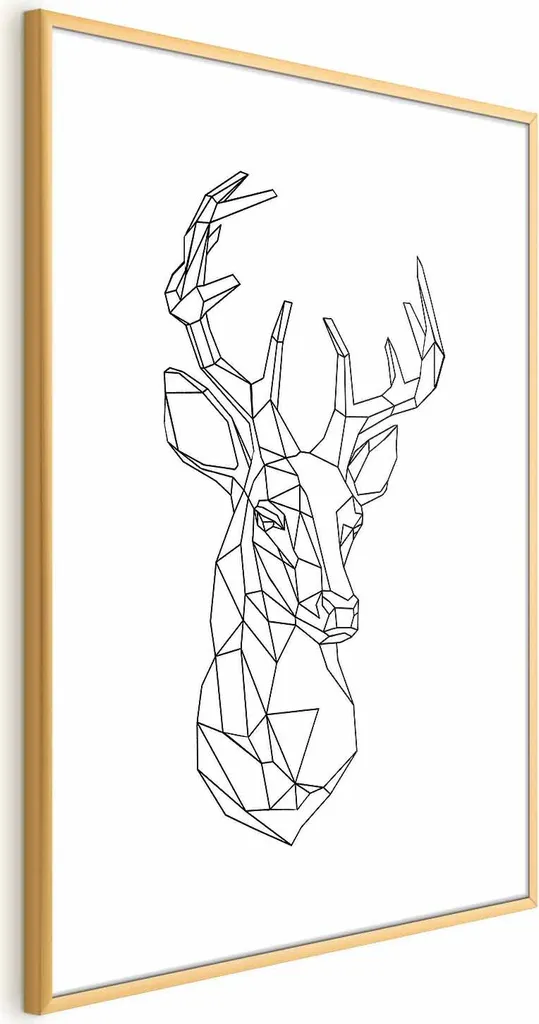Poster Cervo Geometrico 60x90 con Cornice Dorata | Arredo Luxury