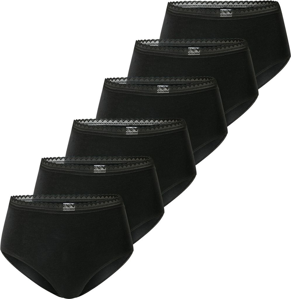 Schiesser 6er Pack 95/5 Modern Baumwolle Midi Slip Edle Midi Slips mit Spitzenband, Hoher Tragekomfort, Liegen angenehm auf der Haut