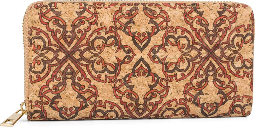 styleBREAKER Damen Geldbörse aus Kork mit buntem Muster Print im Ethno Look, Reißverschluss, Portemonnaie 02040138