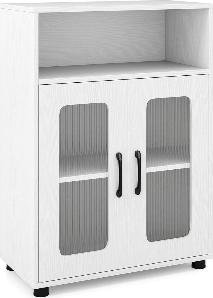 Freistehender Badezimmerschrank mit verstellbaren Einlegeböden, Weiß