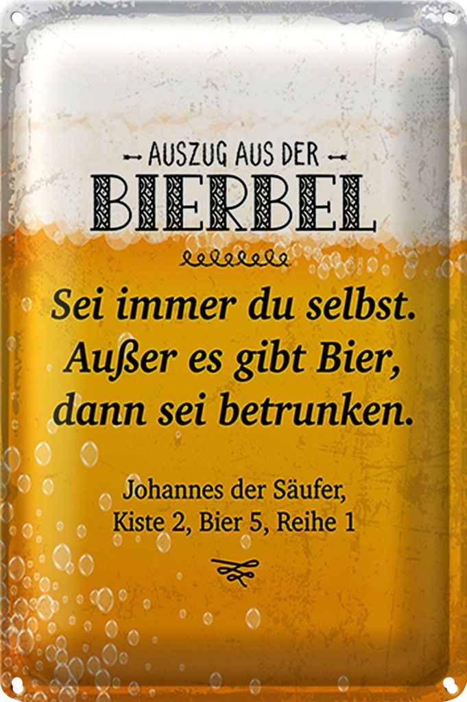 Blechschild 20x30cm Auszug aus der Bierbel