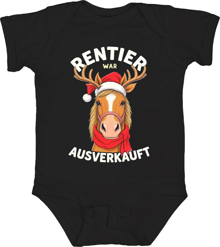 Rentier war t Pferd Weihnachtsmann lustig Geschenk Unisex Baby Body, Schwarz, 0/3