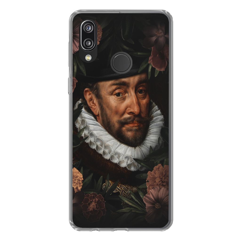 MuchoWow Handyhülle Schutzhülle Hülle für Huawei P20 Lite (2020) Wilhelm von Oranien - Kunst - Blumen Silikon Softcase Handy Hülle - Kartenh...