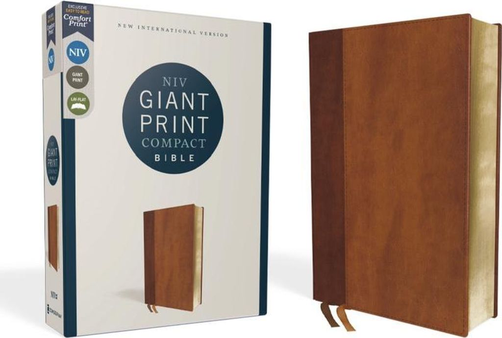 Niv, Giant Print Compact Bible, Leathersoft, Brown, Red Letter Edition, Comfort Print