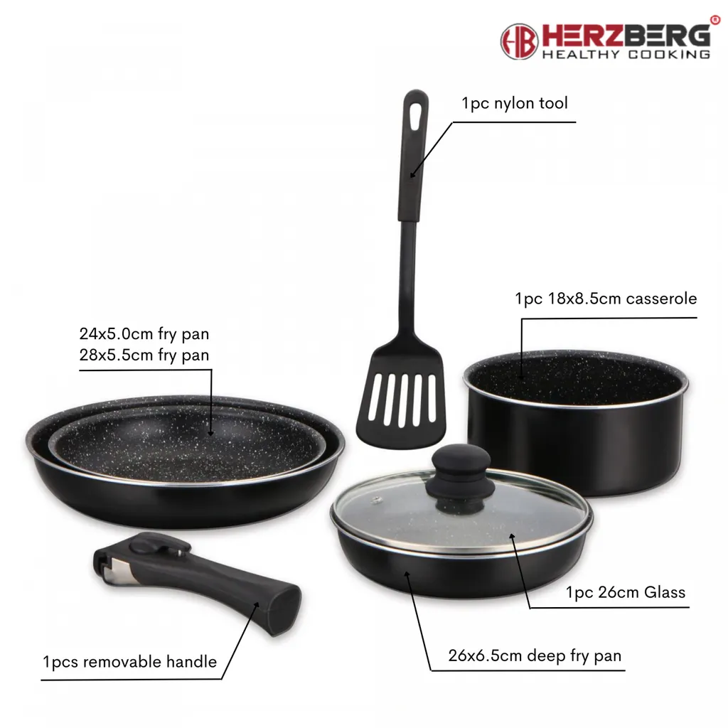 Herzberg HG-8090-7BK: La Vera Cottura su Pietra in Marmo (7 pz) - 4