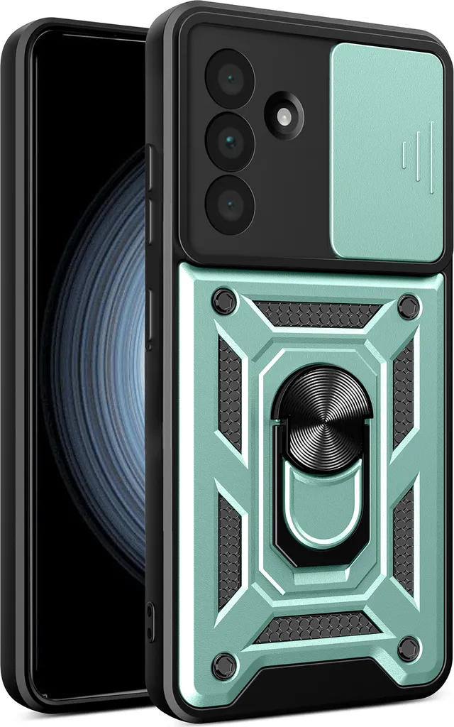 Custodia Samsung Galaxy A16 5G con Anello Verde - Cover Antiurto Soft-Touch
