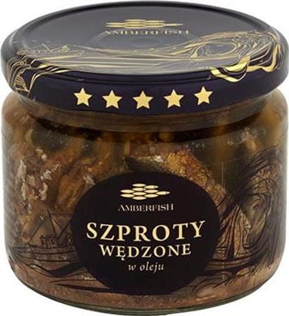 BAŁTYCKIE SZPROTY WĘDZONE W OLEJU 250g AMBERFISH