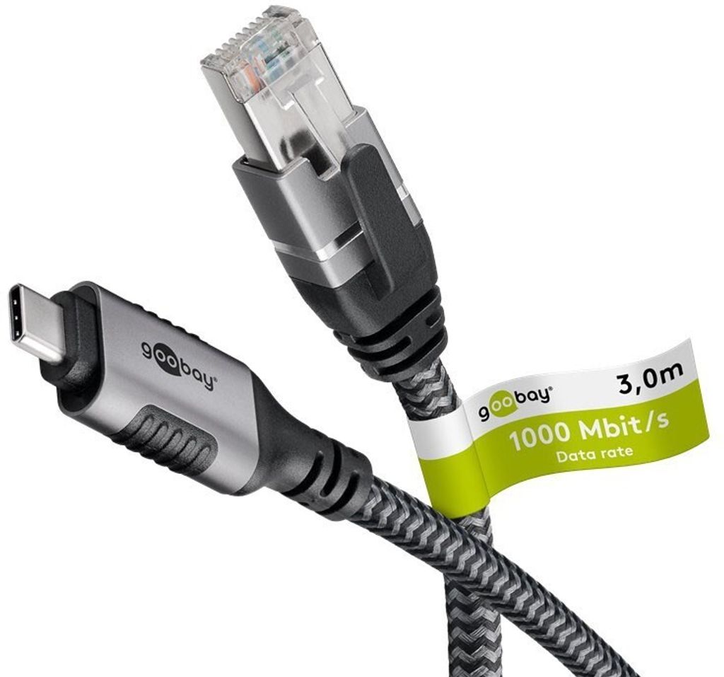 Goobay 70699 cavo cambia genere USB C RJ-45 Nero, Argento Immagine del prodotto 