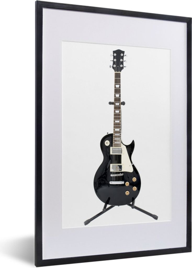 MuchoWow Gerahmtes Poster Eine schwarze E-Gitarre 40x60 cm - Poster mit Schwarzem Bilderrahmen Wandposter Rahmen Foto Bilder - Poster in Rahmen