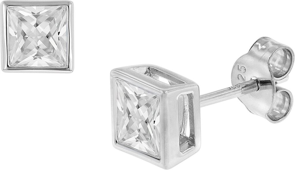 trendor 51670-01 Damen-Ohrringe 925 Silber Ohrstecker Zirkonia Weiß