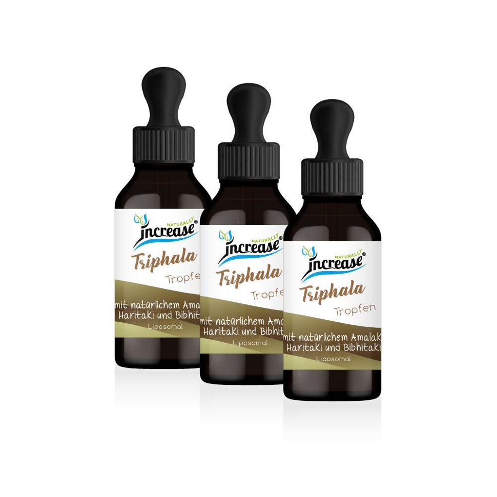 Nimm 3, zahl 2 Aktion Liposomale Triphala Tropfen hochdosiert - 3000mg Triphala pro Tag (270.000mg Triphala in 3 Flaschen) - Keto MCT Öl C8 & C10