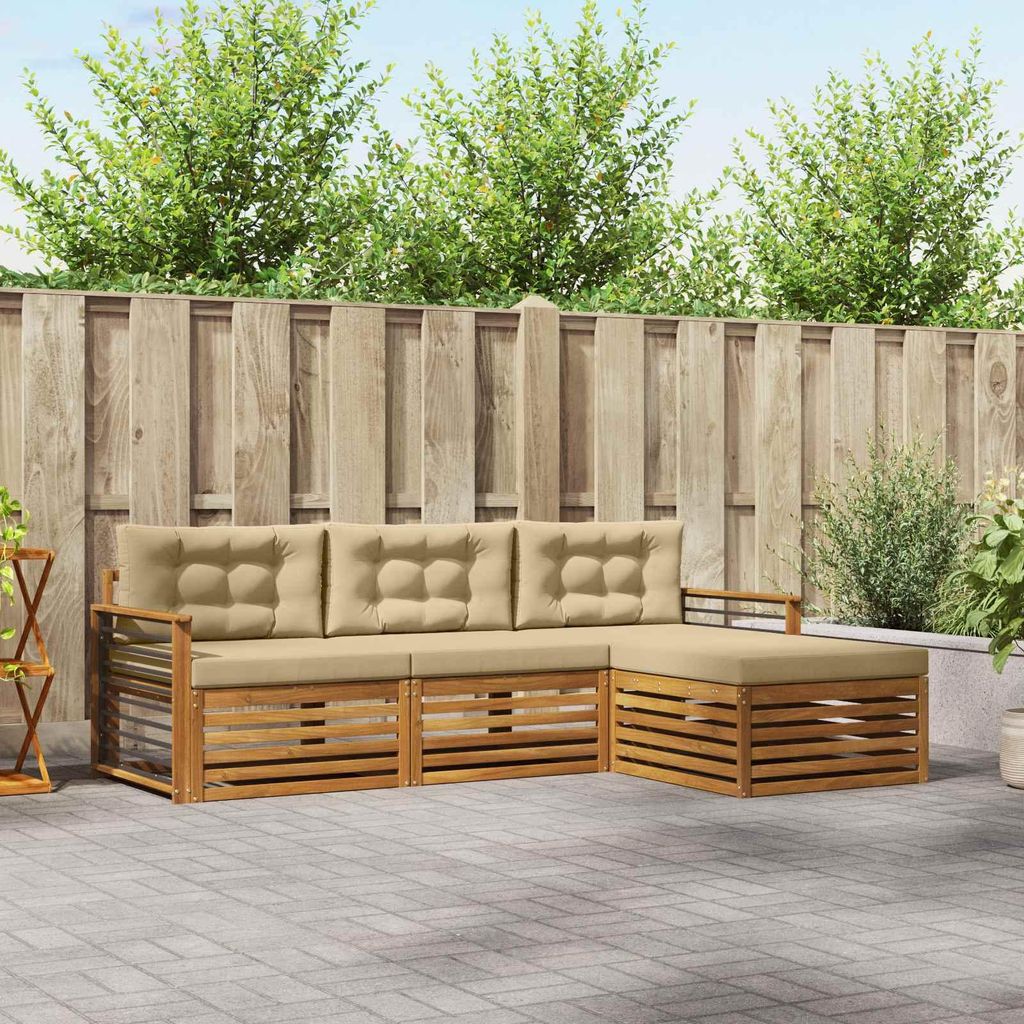 "Neues Produkt" Outdoor-Sofagarnitur ANTI-UV - CLORIS - mit Kissen - 4 pcs - Natur und Beige - Modern Gartensofas V1198