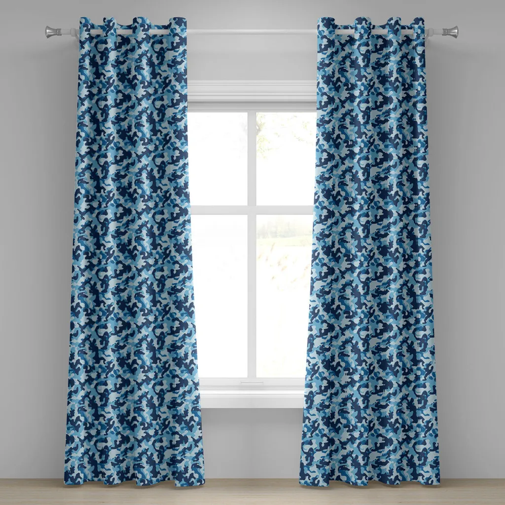 Rideau camouflage bleu occultant et décoratif pour masquer le vis-à-vis