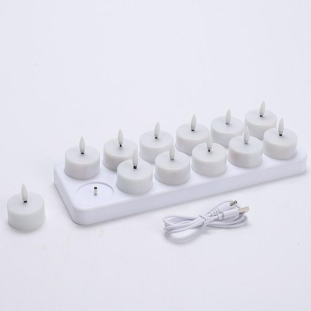 INF Wiederaufladbares LED-Kerzen-Set (12er-Pack) - Flammlose Teelichter für Ambiente
