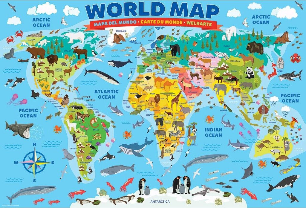 EUROGRAPHICS Puzzle Illustrierte Weltkarte 100 Teile