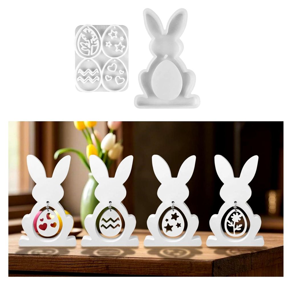 Silikonformen für Ostern Anhänger, Silikonform Hase und Ostereier zum Gießen