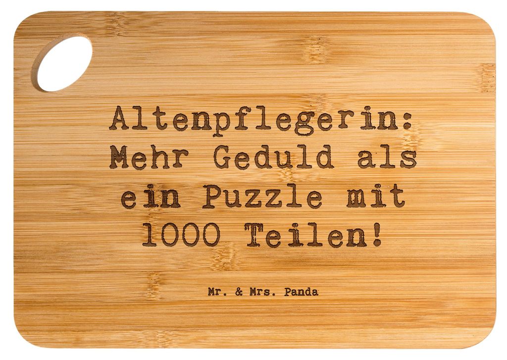 Mr. & Mrs. Panda Holzbrett Spruch Altenpflegerin Geduld - Transparent - Geschenk, Schneidbrett Küche, Hackbrett, Berufe, Frühstücksbrett, Berufs...