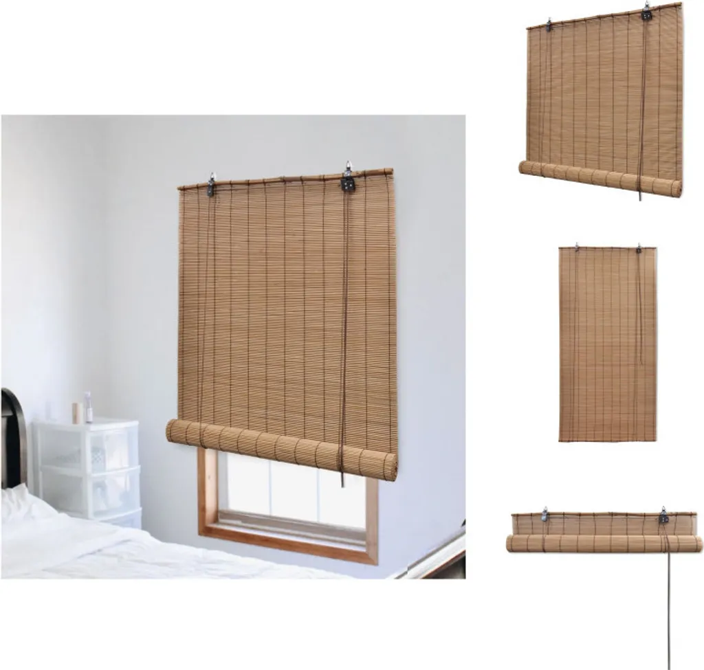 Store enrouleur en bambou marron 150x160 cm pour intérieur zen