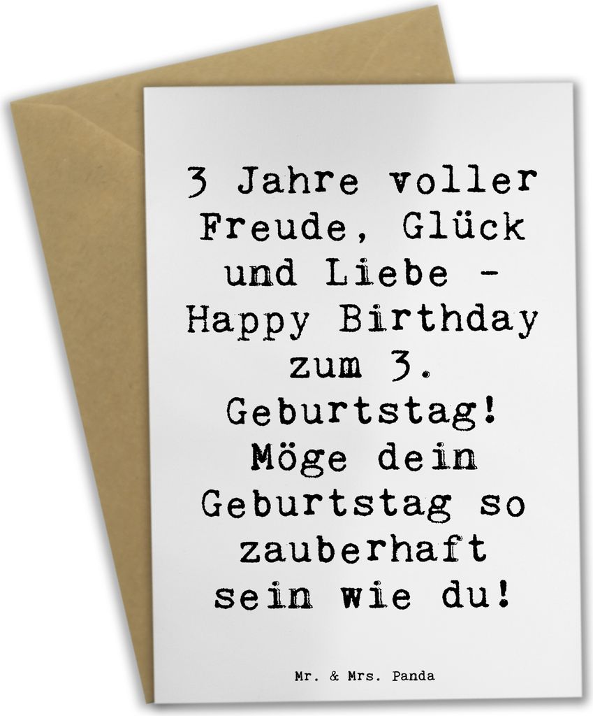 Mr. & Mrs. Panda Glückwunschkarte Spruch 3. Geburtstag Freude - Weiß - Geschenk, Happy Birthday, Alter, osterkarten, zauberhaft, vatertagskarte, ...