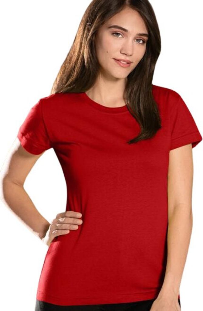 Sommer-T-Shirt für Frauen, 100% Baumwolle, unbedruckt, einfarbig, 145g/m2, Farbe rot, Größe M