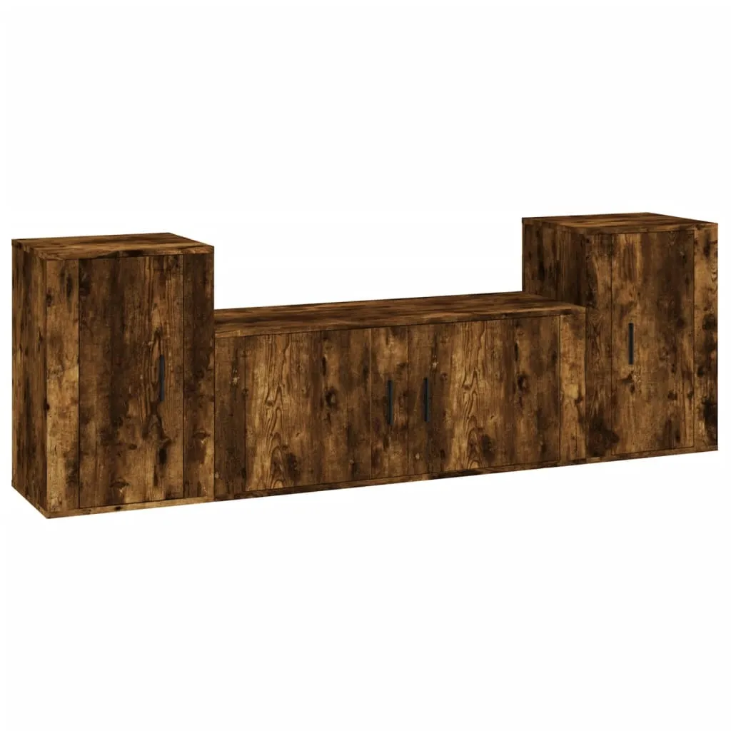 Set 3 Pezzi Mobili TV Legno Quercia Affumicata | Soggiorno Moderno