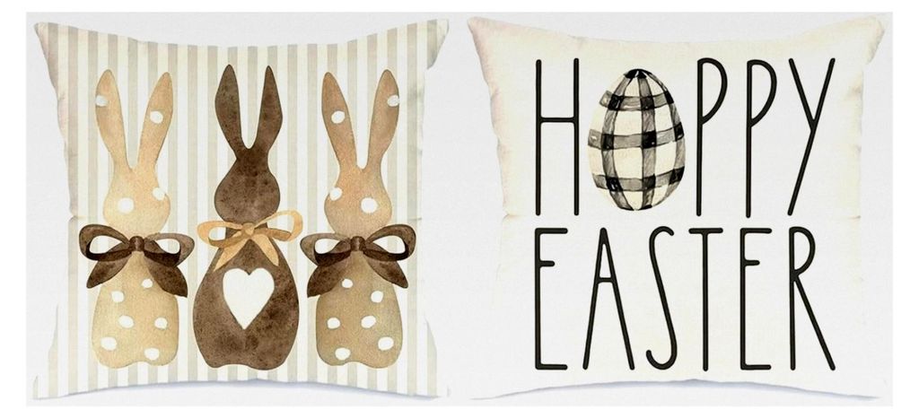 2 Stück Kissenbezug Hase für Ostern, Dekorative Kissenhüllen, Leinen Kissenhülle 45 x 45 cm, Kissenhüllen Hase für Couch, Schlafzimmer, Wohnz...
