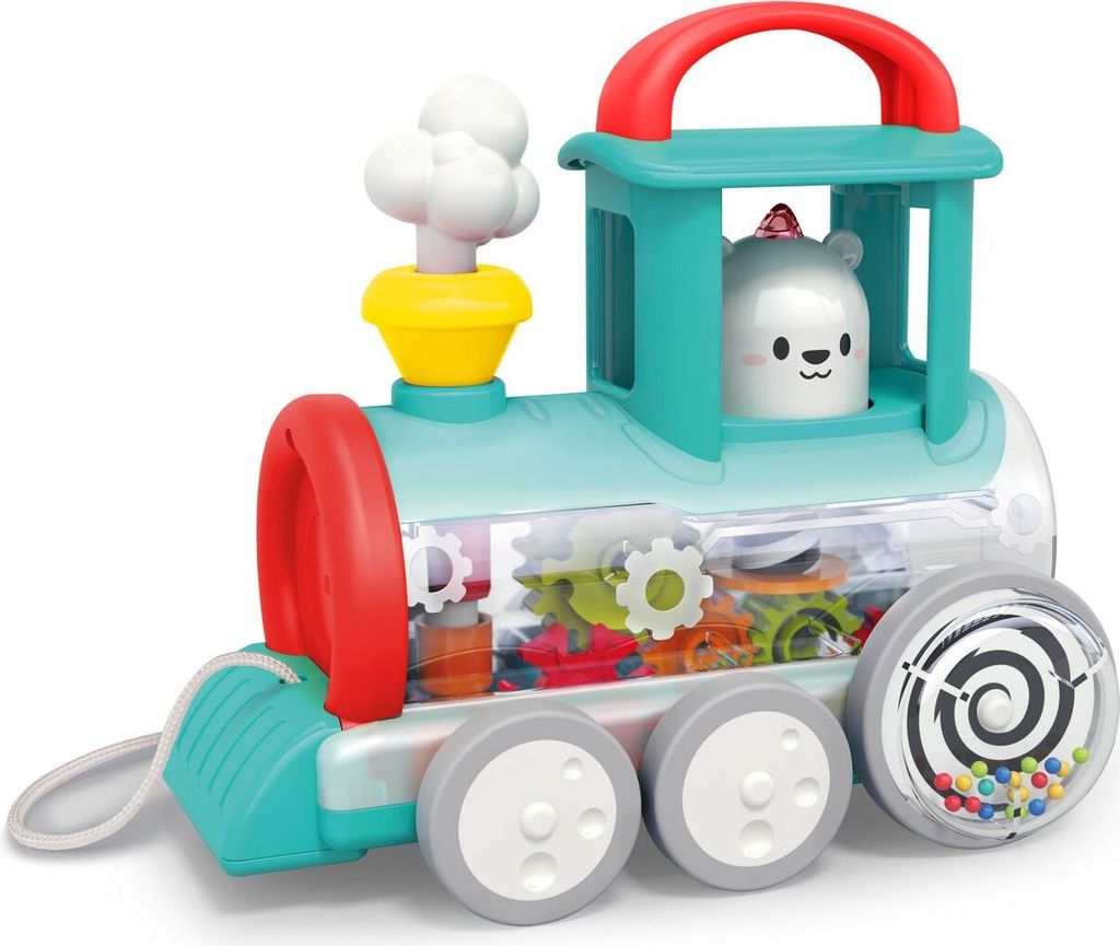 Moni Kinder-Nachziehspielzeug Zug E7995A, Räder, Ziehschnur, Motorikspielzeug bunt