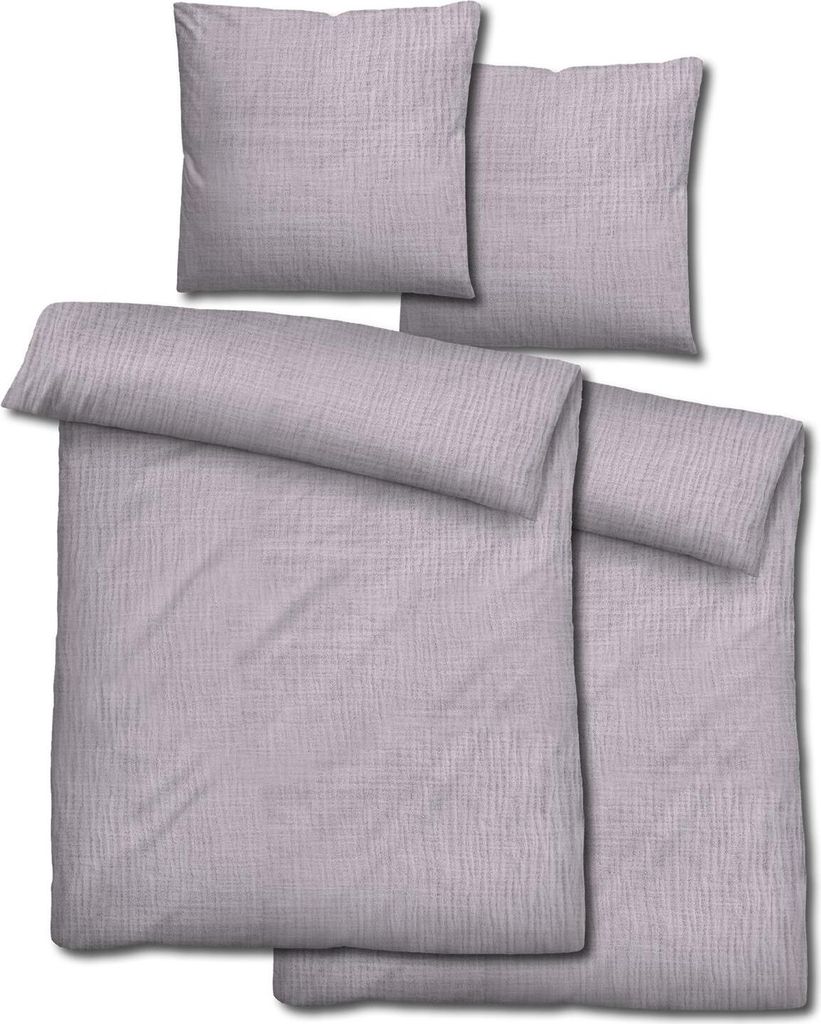 Doppelpack Sleezzz Musselin Bettwäsche lila 155 x 220 cm + 80 x 80 cm