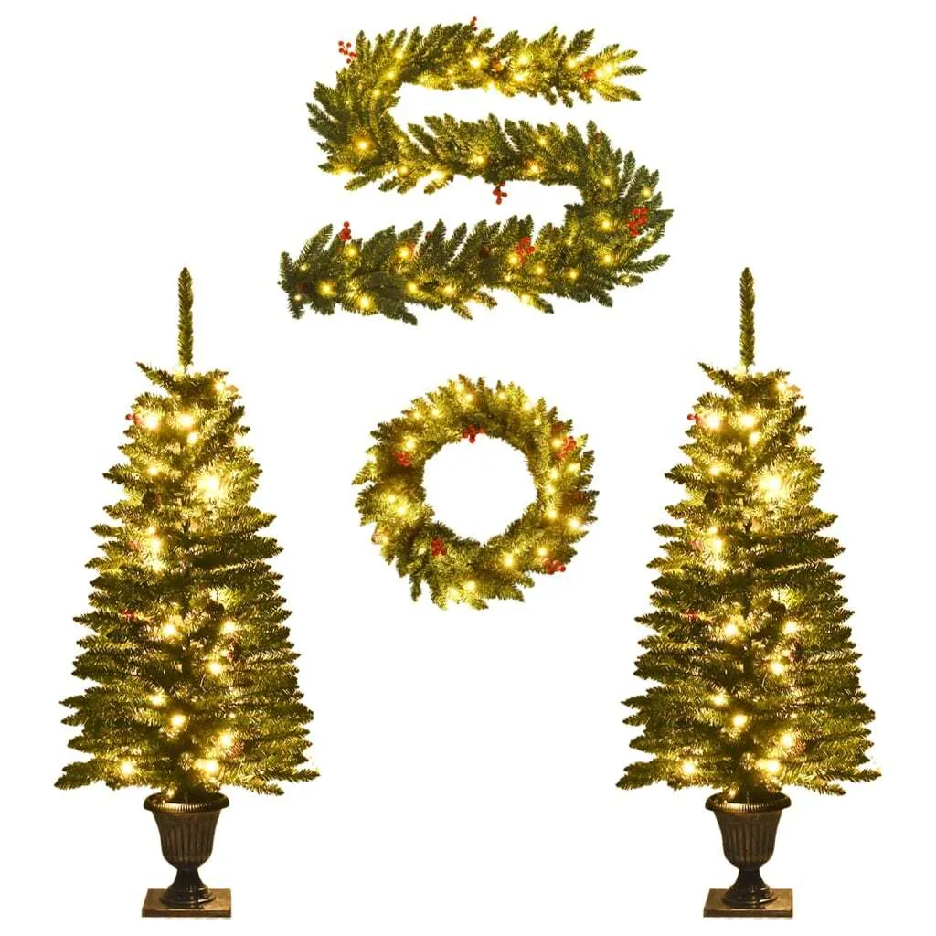 Sapins de Noël Artificiels sans Perte d'Aiguilles avec LEDs et Accessoires