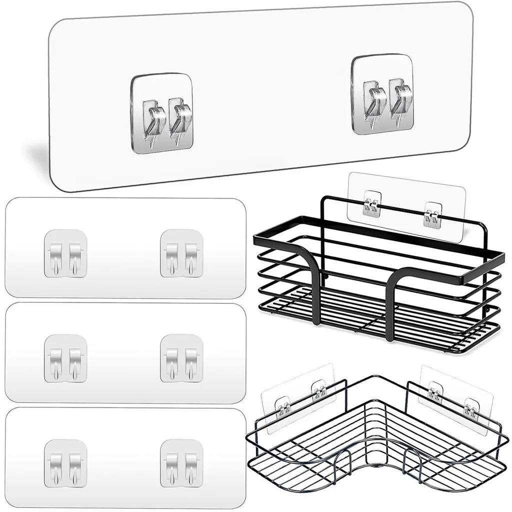 Lot de 4 Crochets Autocollants Doubles pour Étagère de Douche de Rechange