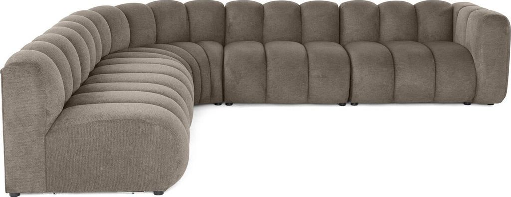 Lisa Design Debbie - modulares Ecksofa links 5-Sitzer aus strukturiertem Stoff , Taupe