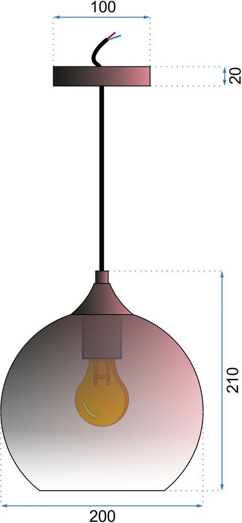 Toolight Pendellampe App313 Ball Metall - Glas E27 1-Punkt Produktbild 7