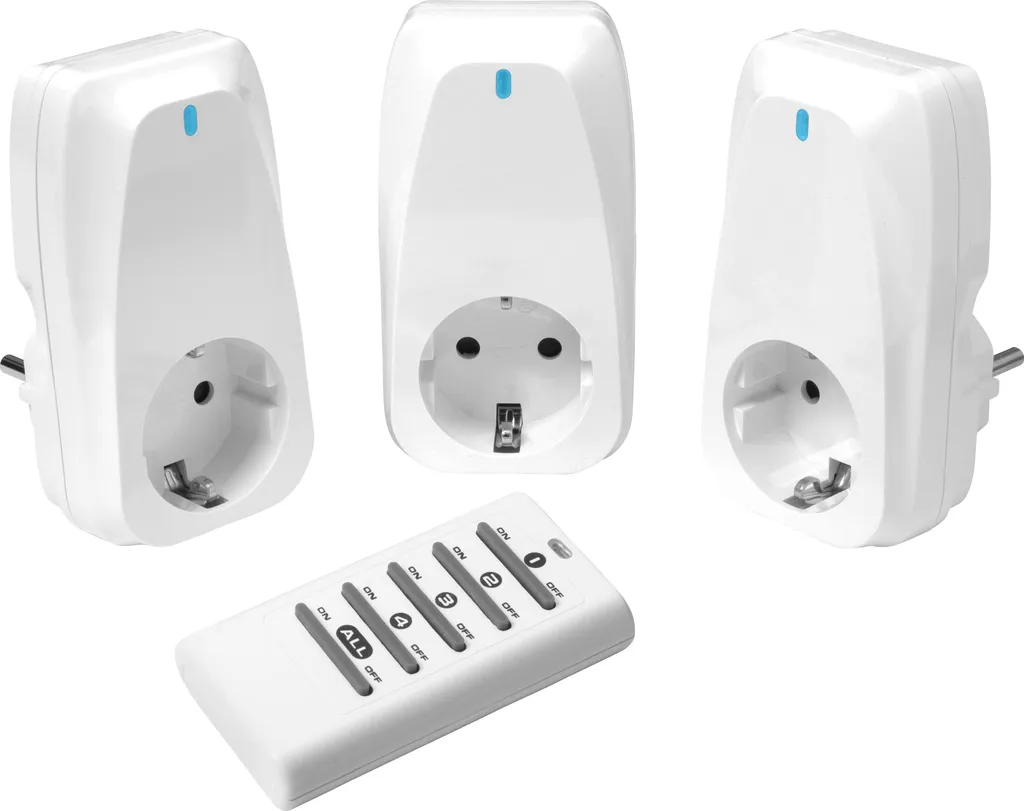Prises télécommandées pour lampes et appareils lot de 3 blanc 1150W 61172