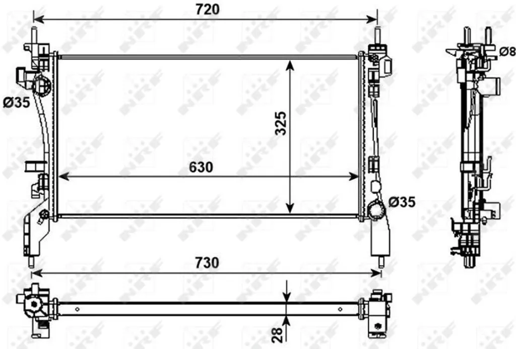 Radiateur moteur NRF 53982 pour Citroën Nemo et Peugeot Bipper 1.4 HDi