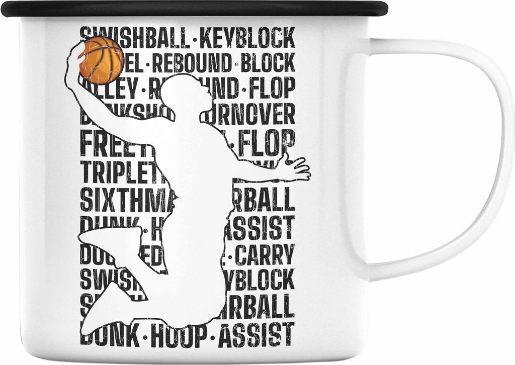 Trendation - Basketball Spieler Emaille Tasse Geschenk Produktbild 