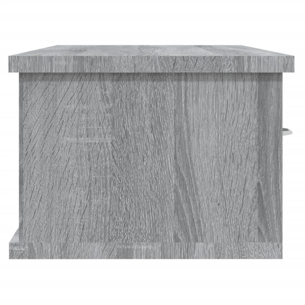 Étagère Murale Grise avec Compartiments de Rangement Bois Composite - 7