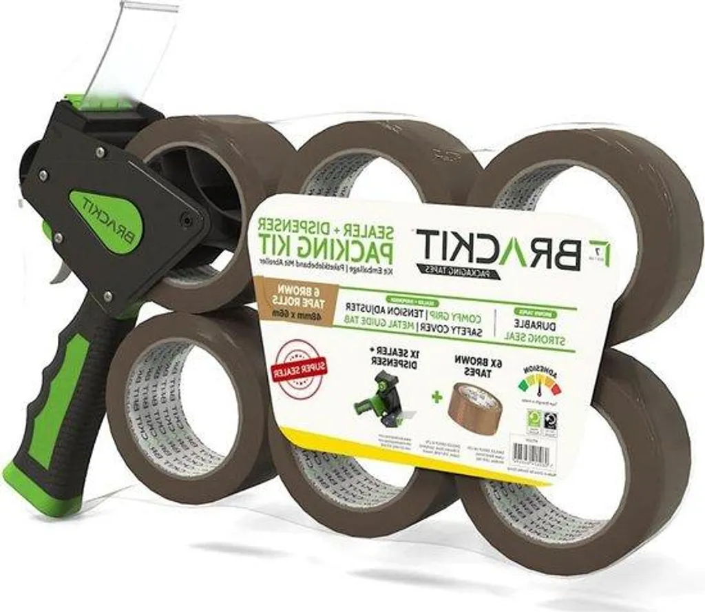 Ruban Adhésif Marron Résistant 48mm x 66m avec Dévidoir Ergonomique