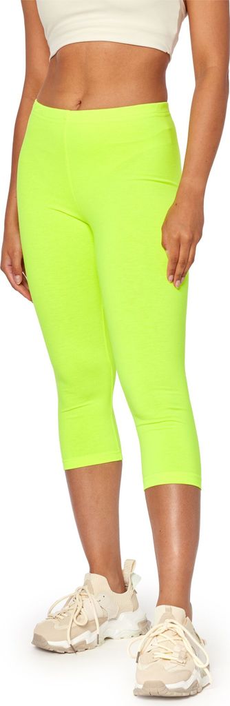 Bellivalini Neon Leggings Damen 3/4, BLV50-300 (Neon Gelb, S)