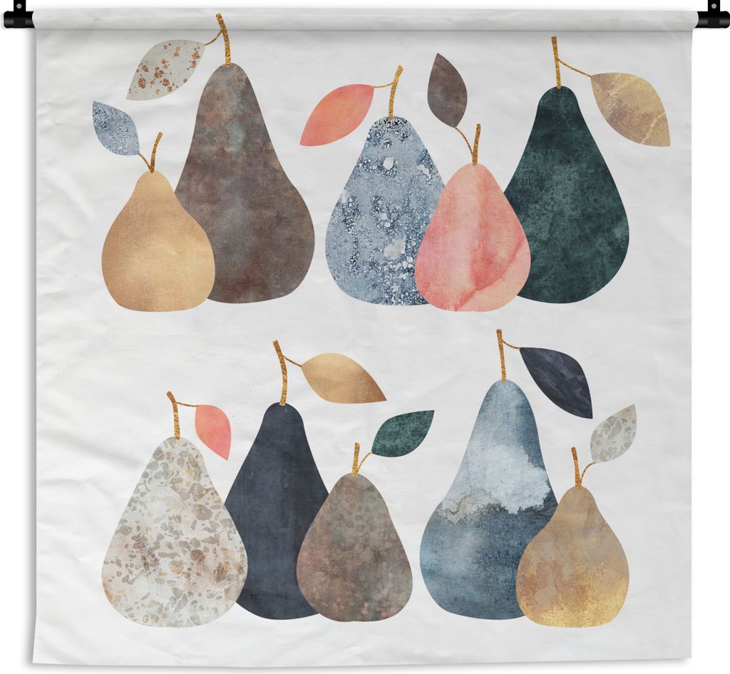 MuchoWow Wandteppich Wandbehang Birne - Pastell - Obst - Design 150x150 cm Tapisserie Dekoration Wandtuch - Wohnaccessoires - Modernes