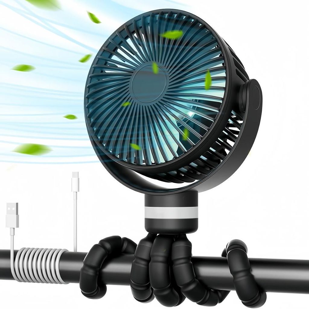 8000-mAh tragbarer Ventilator mit Nachtlicht und flexiblem Produktbild 