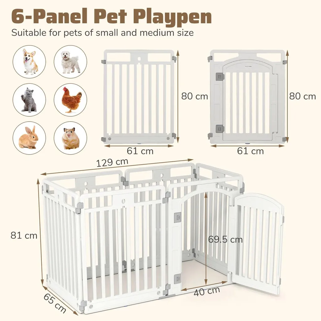 Espace de jeu sécurisé pour chiots - Parc pliable blanc hauteur 80 cm - 3