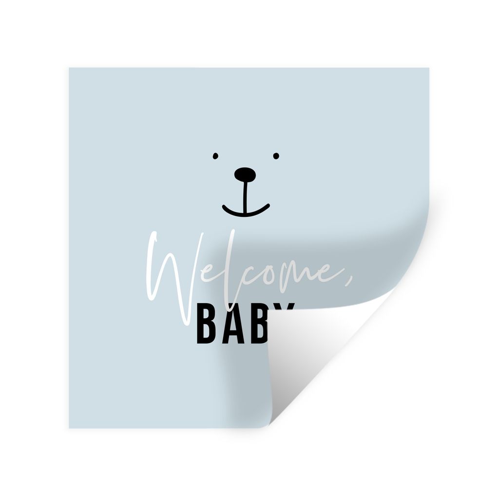MuchoWow Wandtattoo Wandsticker Wandaufkleber Zitate - Sprichwörter - Willkommen Baby - Baby - Kinder - Kinder - Kleiner Junge 100x100 cm Selbst...