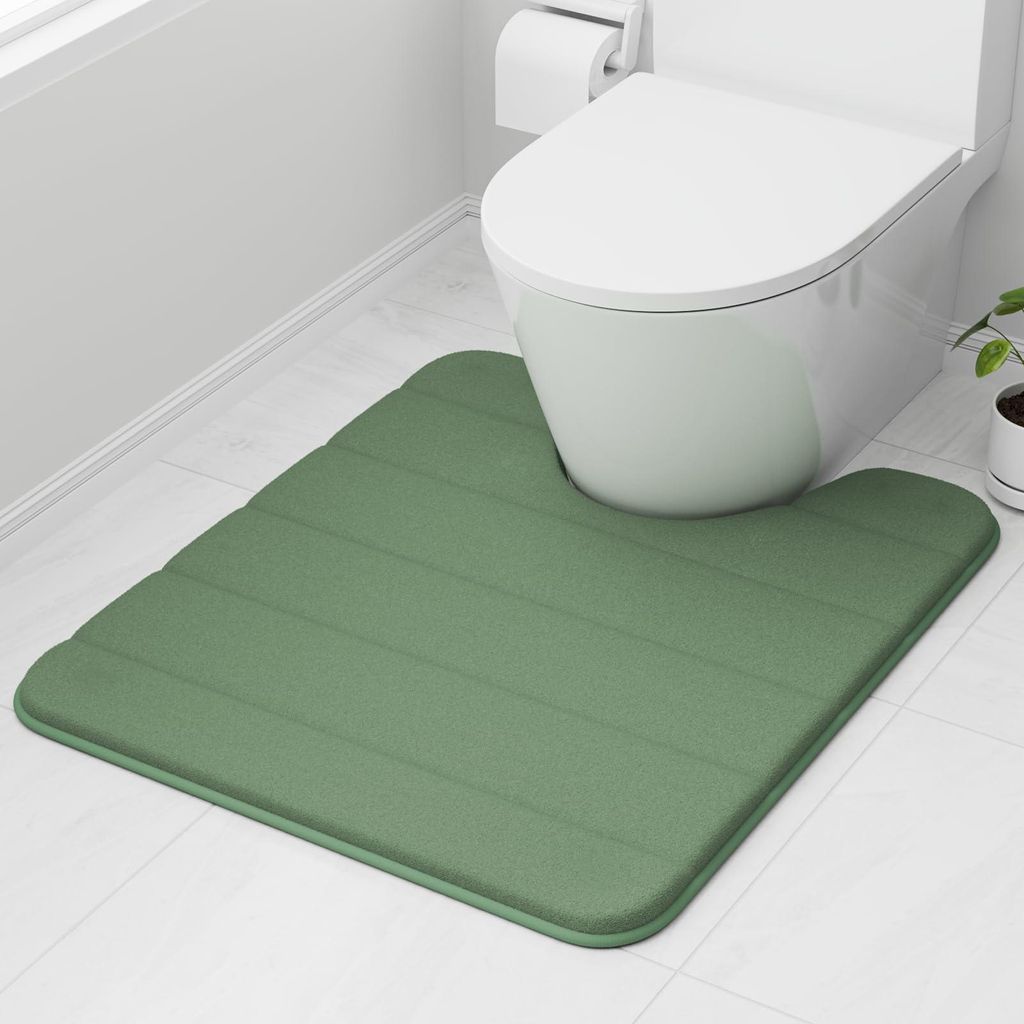 Toilettenmatte aus Memory-Schaum, 50 x 60 cm, Dunkelgrün – Ultraweiche, rutschfeste und superabsorbierende Badematte