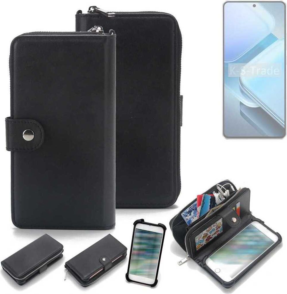 K-S-Trade 2in1 Handyhülle Schutzhülle kompatibel mit Vivo iQOO Z9 V2361A & Portemonnee Cover Handy Hülle Case Etui Geldbörse Wallet Bookstyle