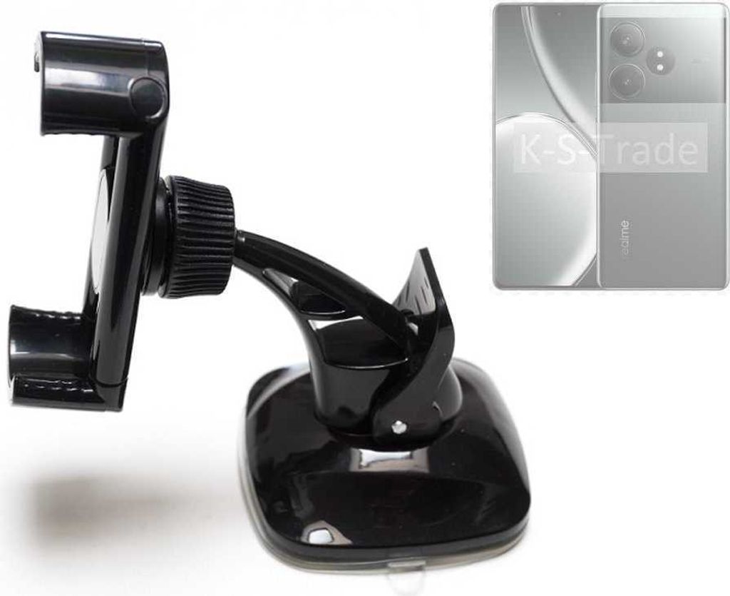 K-S-Trade kompakte Handy-Halterung Windschutzscheibe kompatibel mit Realme Gt Neo 6 SE Armaturenbrett schwarz Autohalterung KFZ Halter